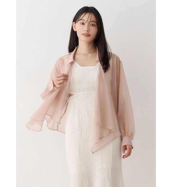 MERCURYDUO「ドレープシアーシャツ」|シャツ・ブラウス|ベージュ