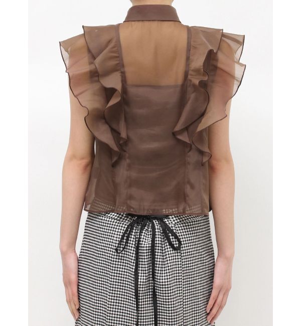 MERCURYDUO「オーガンジー配色メローブラウス」|シャツ・ブラウス|