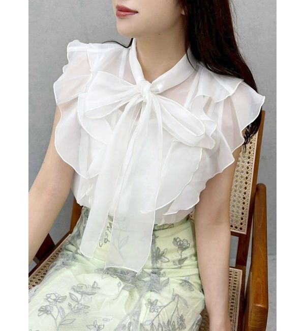 MERCURYDUO「オーガンジー配色メローブラウス」|シャツ・ブラウス|