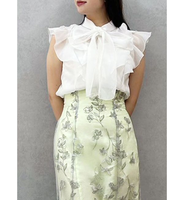 MERCURYDUO「オーガンジー配色メローブラウス」|シャツ・ブラウス|