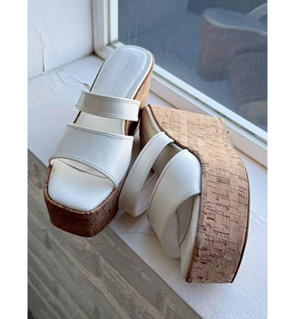 MERCURYDUO「クリアベルトウェッジサンダル」|サンダル|オフホワイト