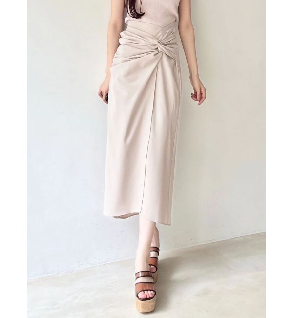 MERCURYDUO「ツイストアシメナロースカート」|スカート|ベージュ