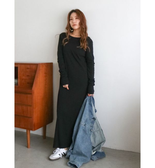 Ungrid「バックオープンテレコカットワンピース」|ワンピース|ブラック