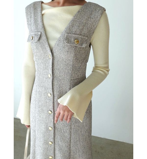 LAGUNAMOON「フラップボタンツィードジャンパースカート」|ジャンパースカート|