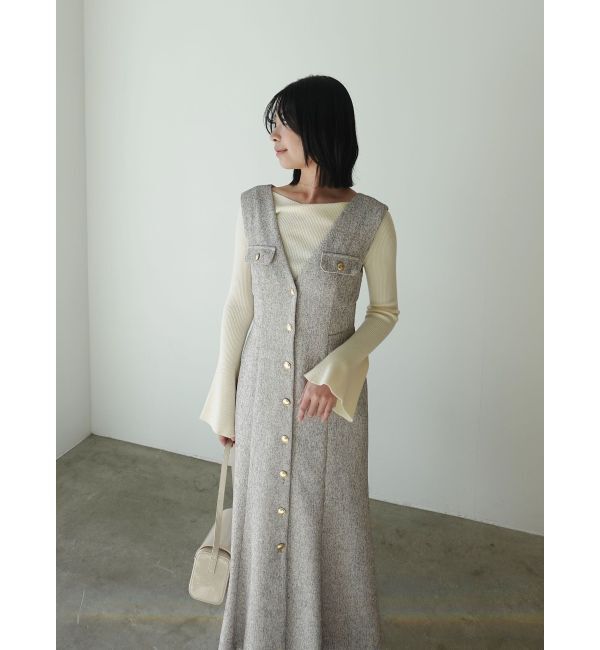 LAGUNAMOON「フラップボタンツィードジャンパースカート」|ジャンパースカート|