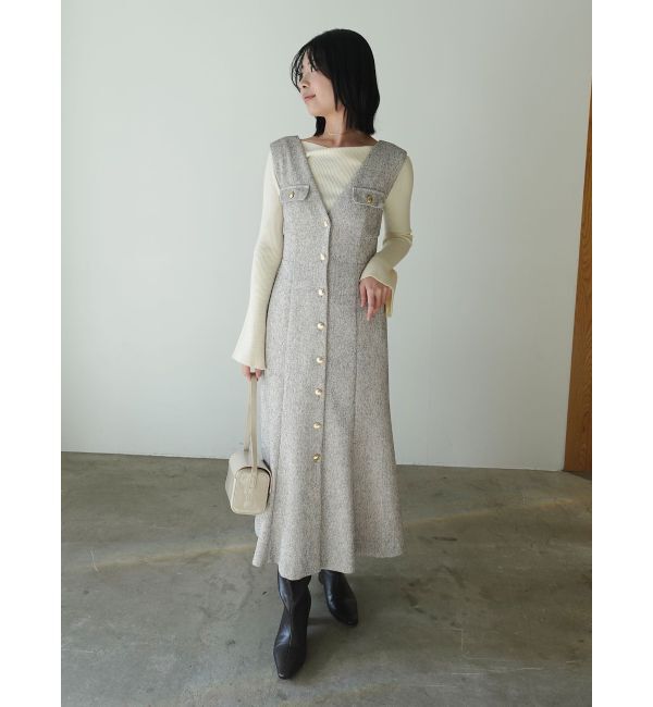 LAGUNAMOON「フラップボタンツィードジャンパースカート」|ジャンパースカート|