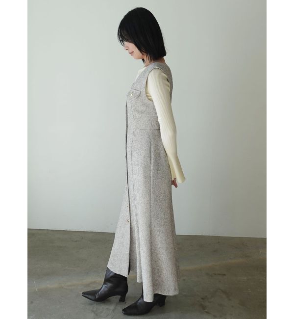 LAGUNAMOON「フラップボタンツィードジャンパースカート」|ジャンパースカート|
