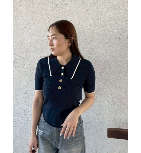 LAGUNAMOON「カラーネックラインニットプルオーバー」|ニット・セーター|