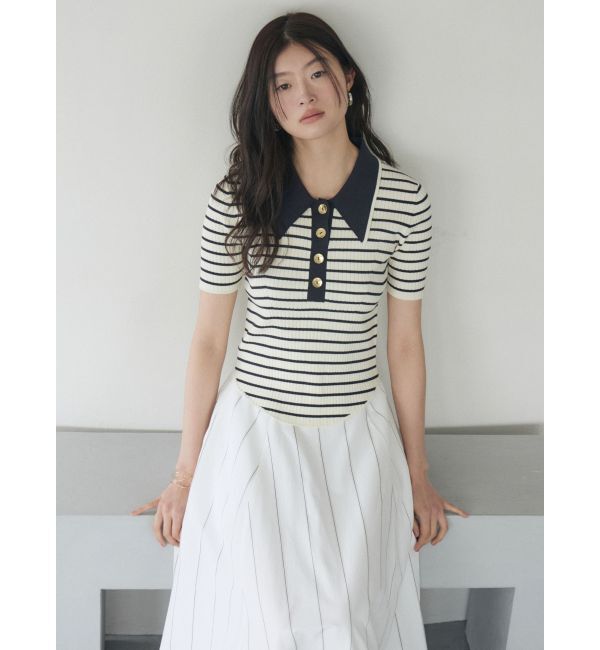 LAGUNAMOON「カラーネックラインニットプルオーバー」|ニット・セーター|