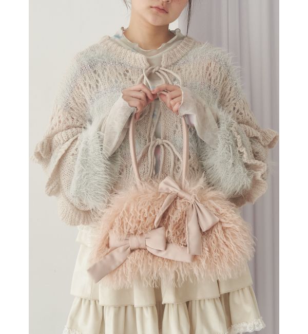 merry jenny「ribbonフェイクファーボストンbag」|ボストンバッグ|ピンク