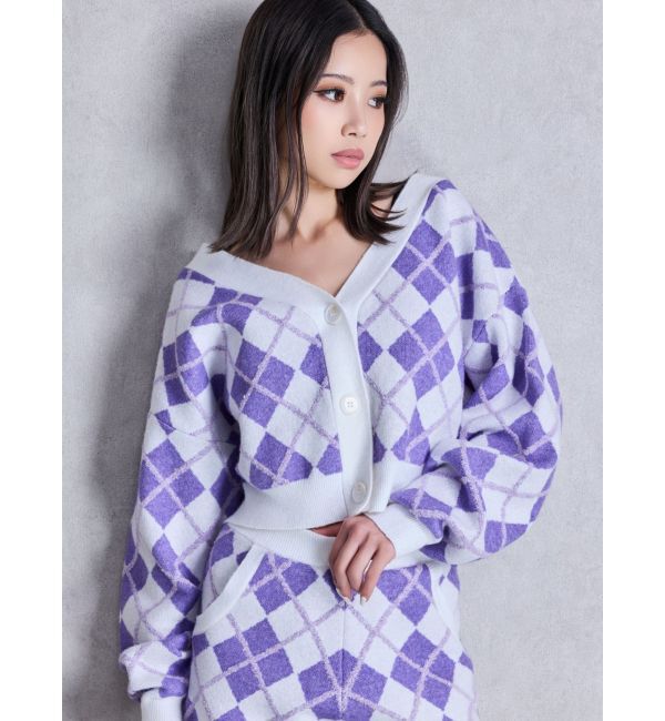 GYDA「アーガイルニットカーディガン」|カーディガン|