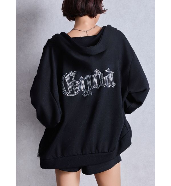 GYDA「NEW BACK GYDAラインストーンラメパーカー」|パーカー|ブラック