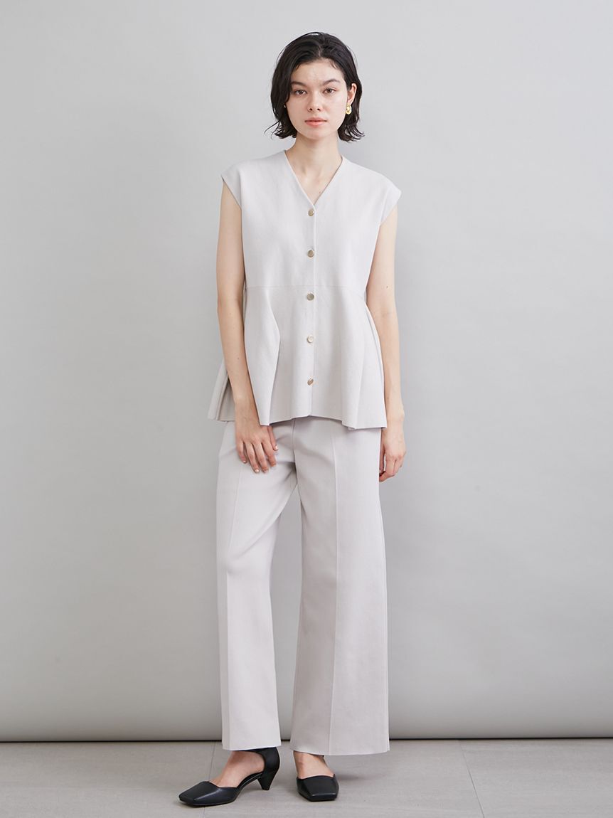 Mila Owen「センタープレス風ニットパンツ」|チノ|