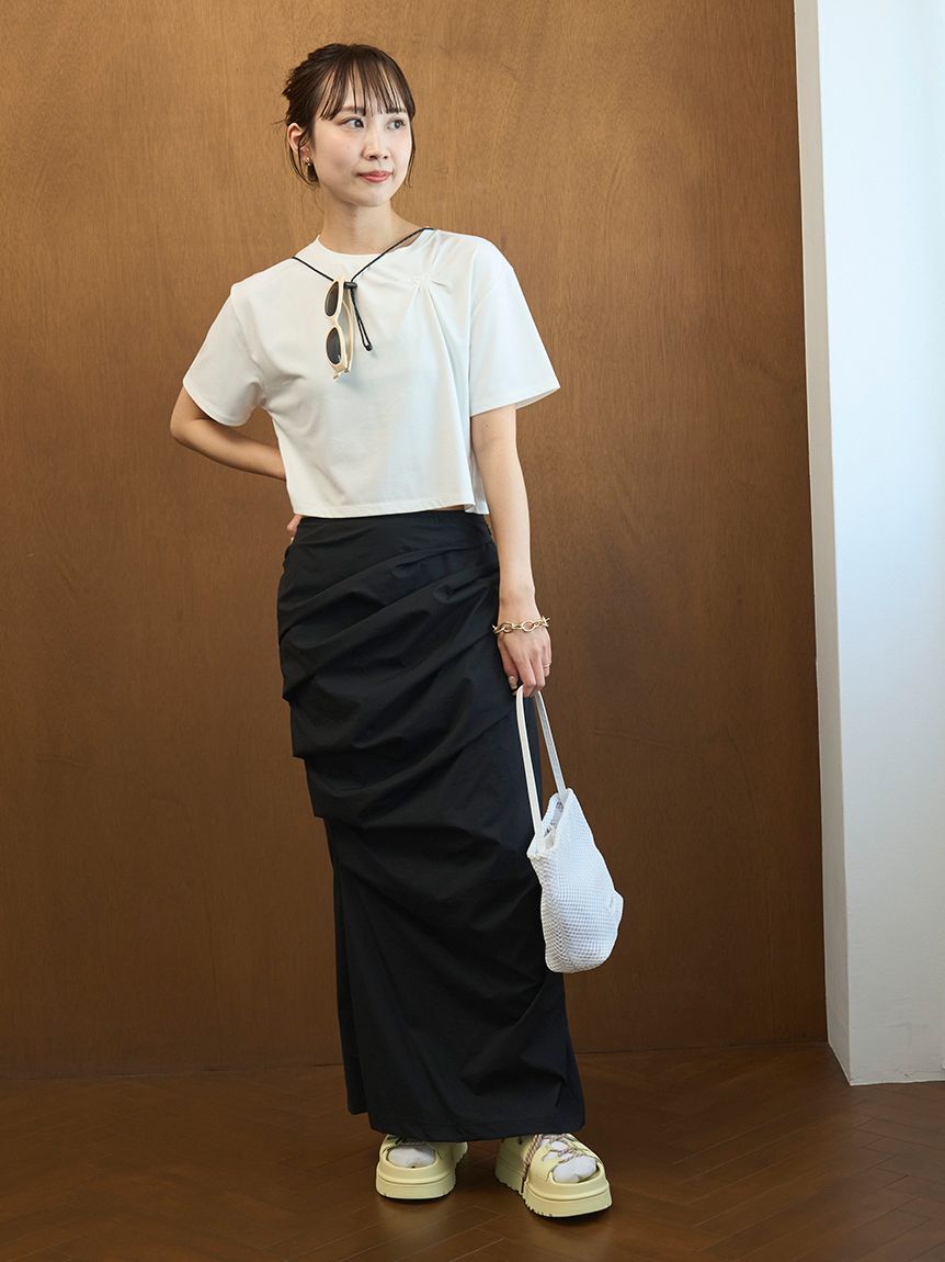 emmi atelier「【em】emmiロゴクロップドTシャツ/UVカット/接触冷感」|Tシャツ・カットソー|