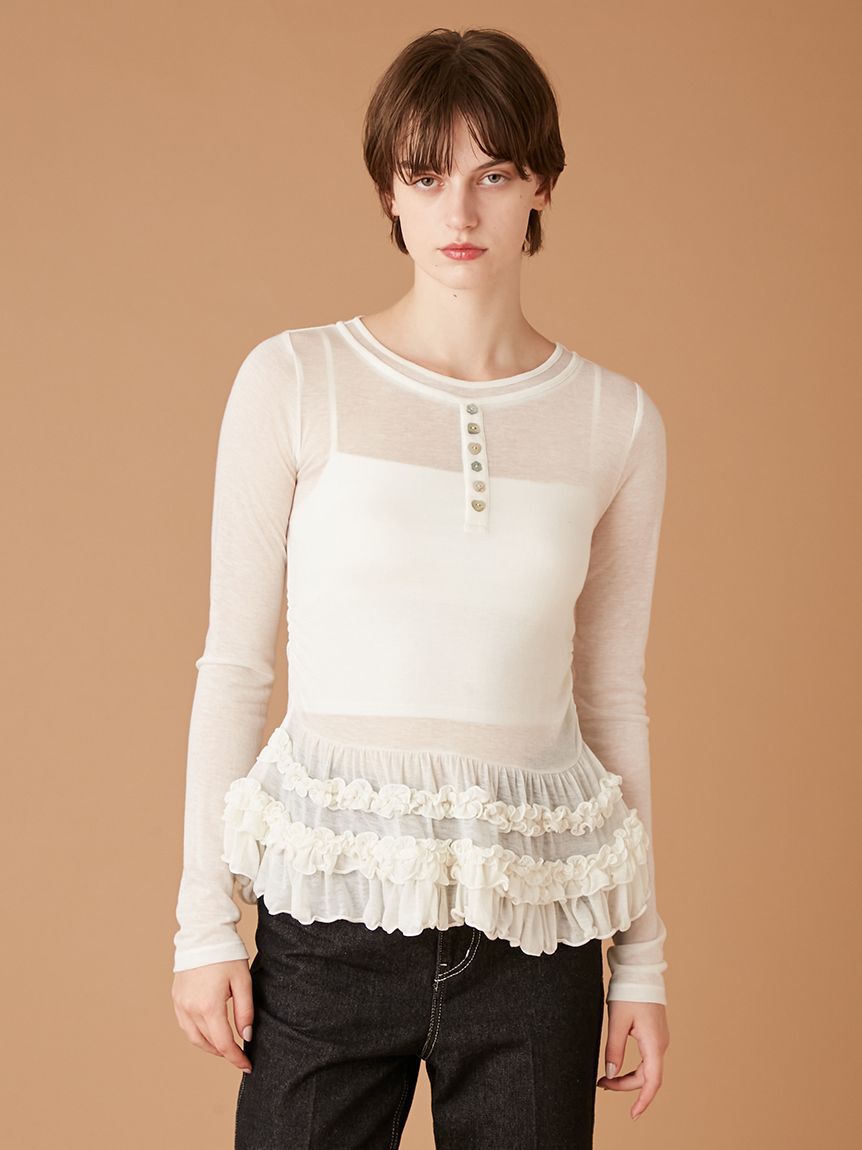 FURFUR「裾フリルジャージートップス」|Tシャツ・カットソー|