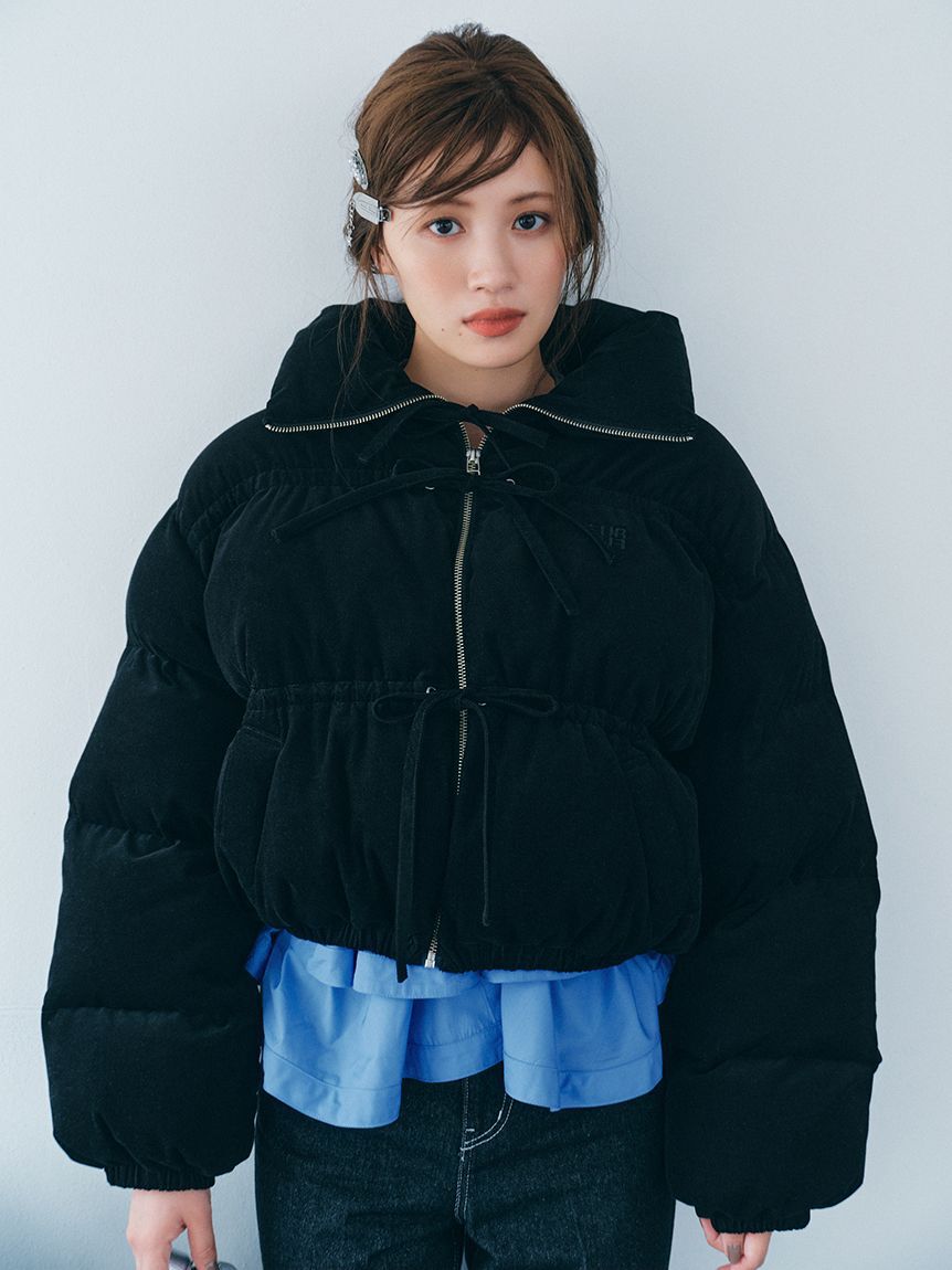 FURFUR「コーデュロイリボンショートパディングジャケット」|ダウン|BLK