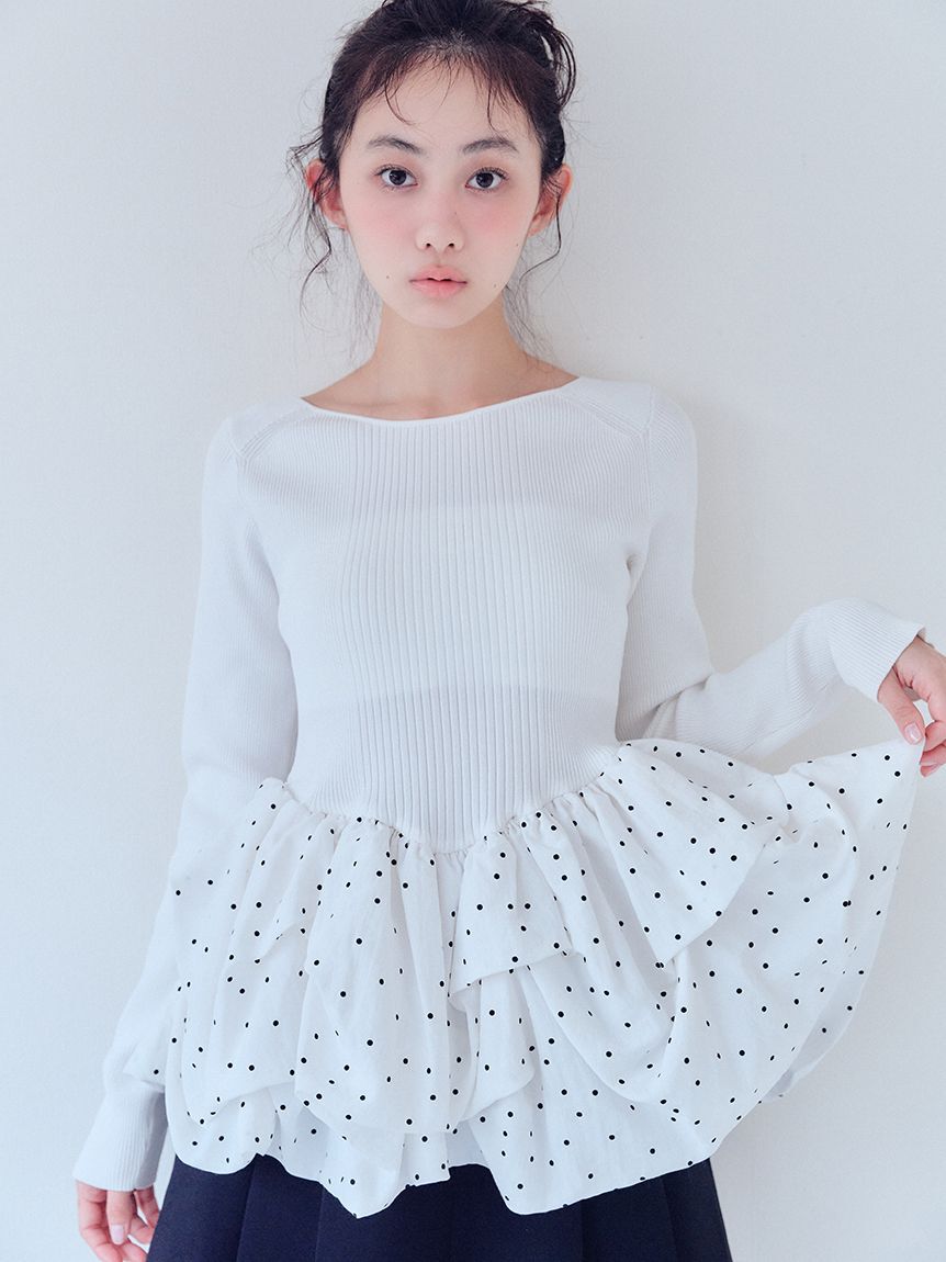 FURFUR「バルーンドッキングリブニットプルオーバー」|ニット・セーター|WHT