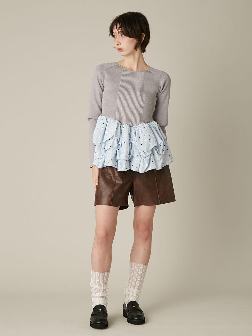 FURFUR「バルーンドッキングリブニットプルオーバー」|ニット・セーター|