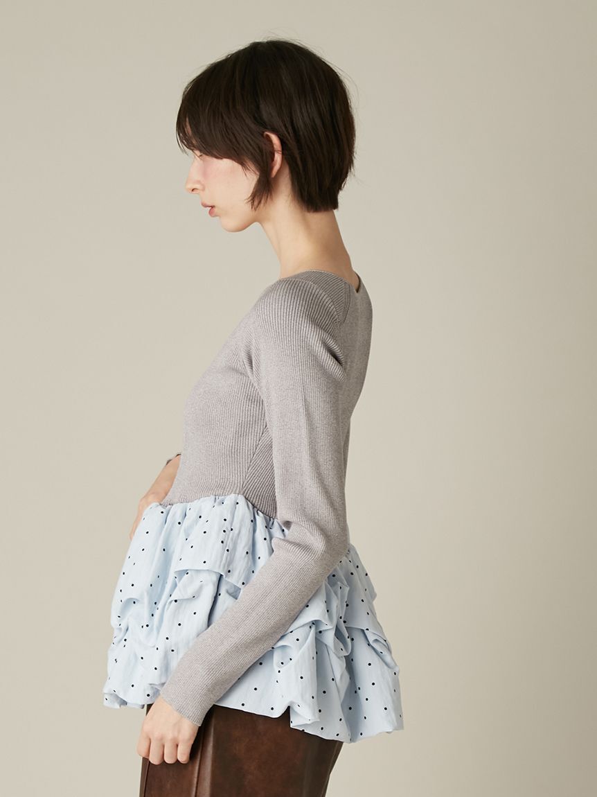 FURFUR「バルーンドッキングリブニットプルオーバー」|ニット・セーター|