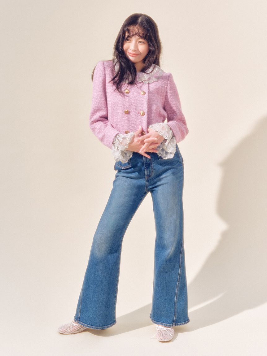 LILY BROWN「【WEB限定カラー】[L.B CANDY STOCK]スカラップビジューアタッチドジャケット」|テーラードジャケット|
