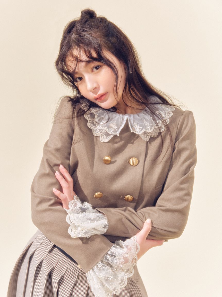 LILY BROWN「【WEB限定カラー】[L.B CANDY STOCK]スカラップビジューアタッチドジャケット」|テーラードジャケット|