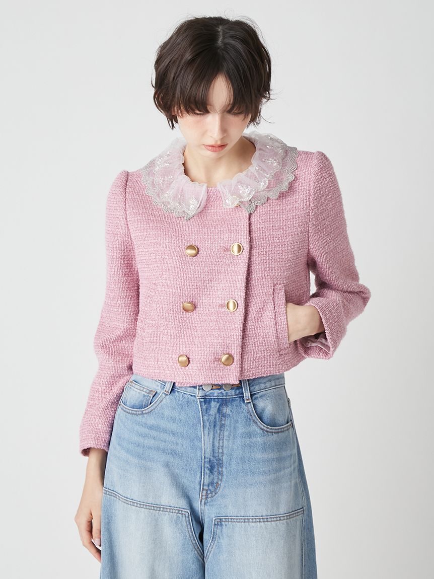 LILY BROWN「【WEB限定カラー】[L.B CANDY STOCK]スカラップビジューアタッチドジャケット」|テーラードジャケット|