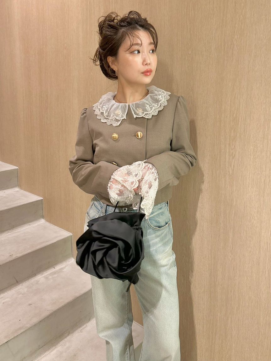 LILY BROWN「【WEB限定カラー】[L.B CANDY STOCK]スカラップビジューアタッチドジャケット」|テーラードジャケット|