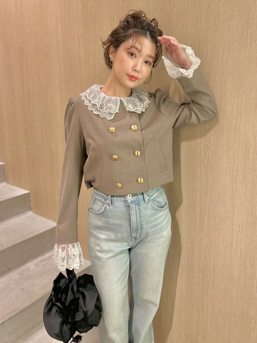 LILY BROWN「【WEB限定カラー】[L.B CANDY STOCK]スカラップビジューアタッチドジャケット」|テーラードジャケット|