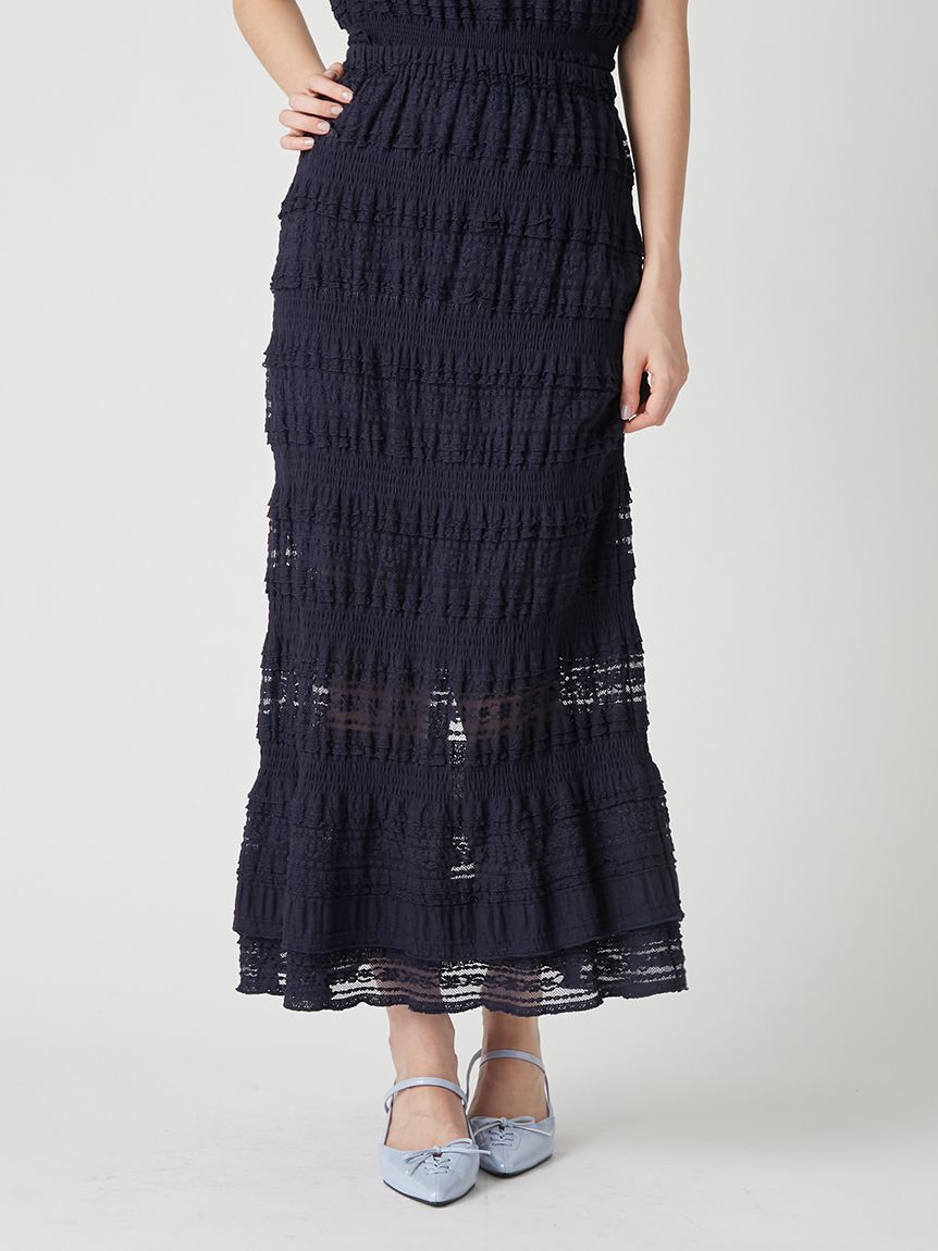 LILY BROWN「シャーリングⅠラインスカート」|スカート|NVY