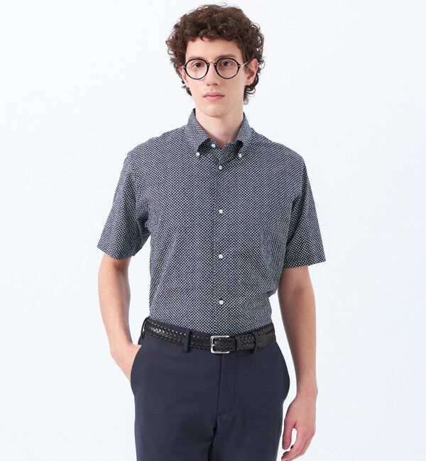 MACKINTOSH PHILOSOPHY「半袖ボタンダウンシャツ ミラクルウェーブ」|シャツ・ブラウス|ブルー