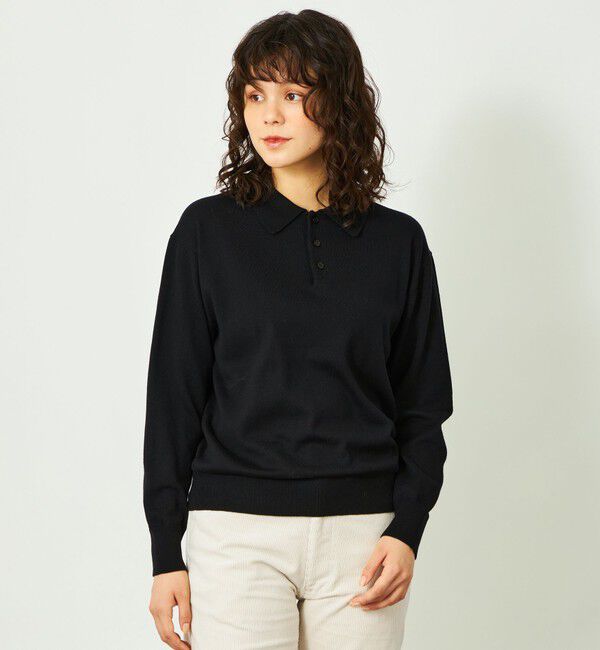 MACKINTOSH PHILOSOPHY「GREY LABEL コットンウールニットポロ」|ニット・セーター|ブラック