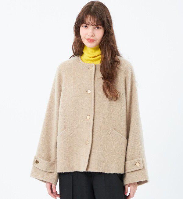 MACKINTOSH PHILOSOPHY「【WELBURY NO COLLAR SHORT(ウェルベリーノーカラーショート)】ウールシャギー製」|その他|ベージュ