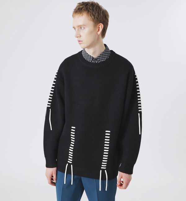  「【UNISEX】ポイントスレッドクルーネック」|ニット・セーター|ブラック