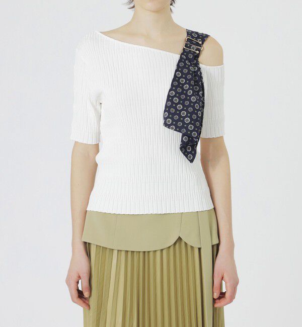  「スカーフコンビカットアウトニット」|ニット・セーター|