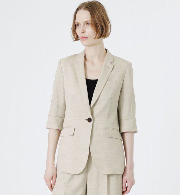  「ウォッシャブルハーフスリーブジャケット」|テーラードジャケット|