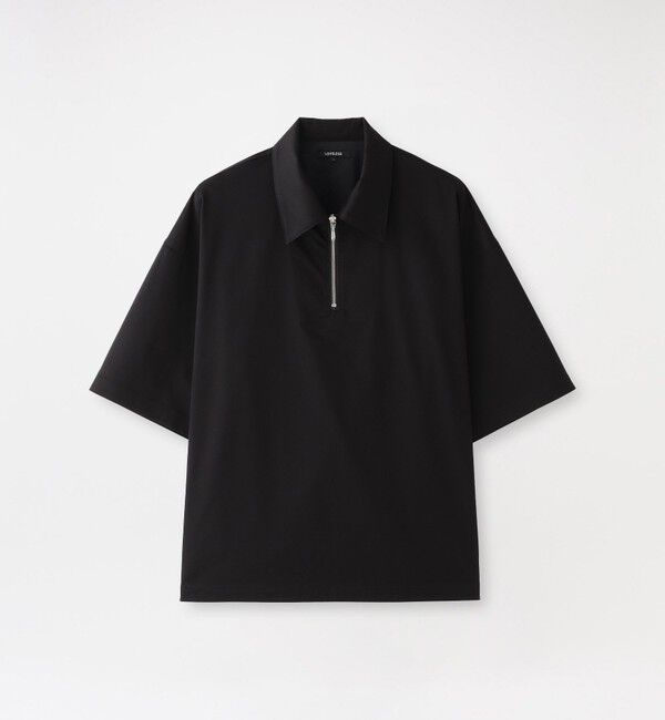  「シャンブレーサテンハーフジップポロ」|シャツ・ブラウス|ブラック