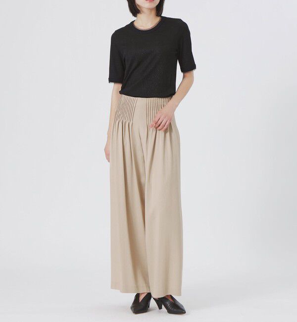  「フロントタックワイドパンツ」|スラックス|