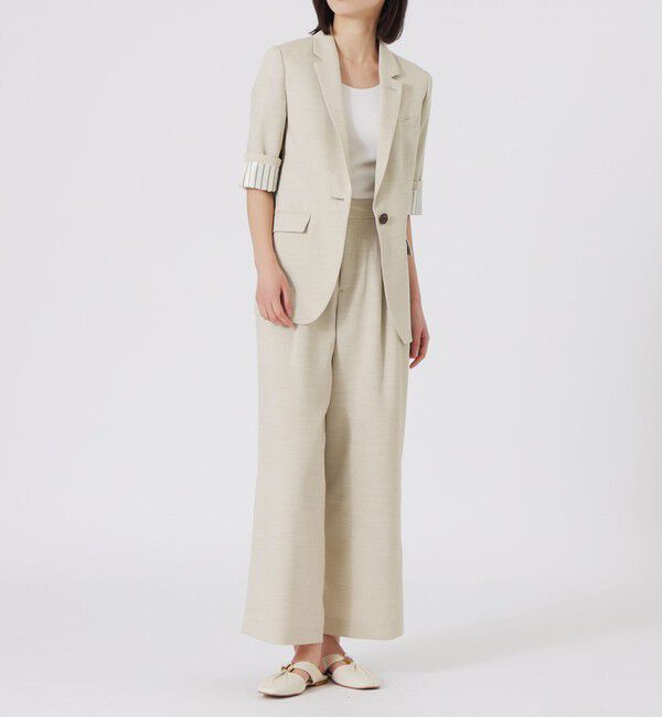  「ウォッシャブルスラブツイルハーフスリーブジャケット」|テーラードジャケット|