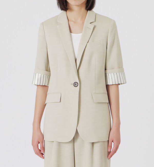  「ウォッシャブルスラブツイルハーフスリーブジャケット」|テーラードジャケット|