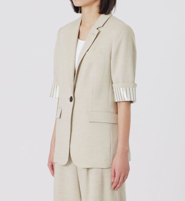  「ウォッシャブルスラブツイルハーフスリーブジャケット」|テーラードジャケット|