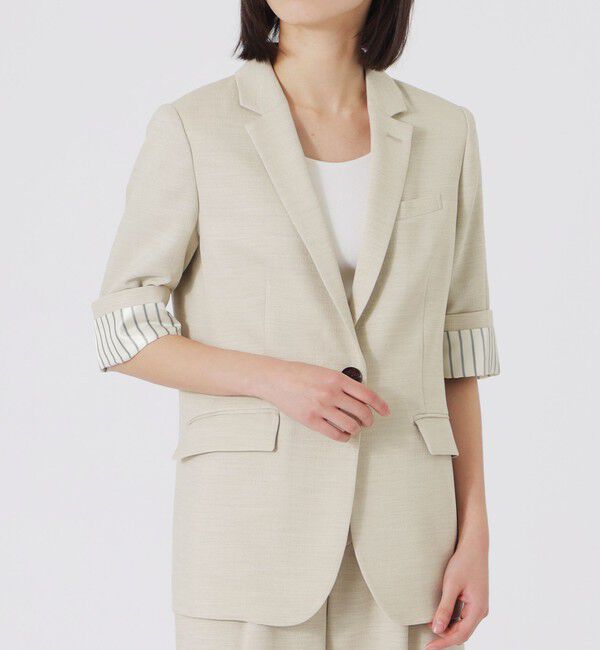  「ウォッシャブルスラブツイルハーフスリーブジャケット」|テーラードジャケット|
