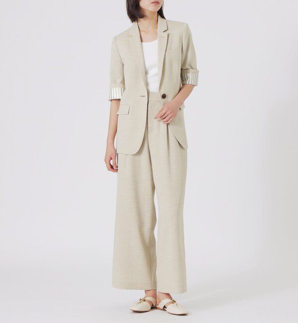  「ウォッシャブルスラブツイルハーフスリーブジャケット」|テーラードジャケット|