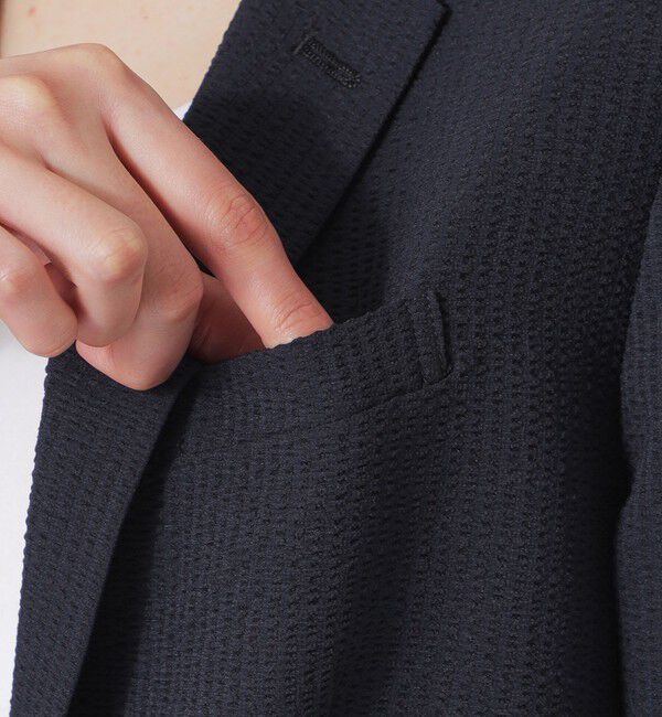  「ウォッシャブルサッカーハーフスリーブジャケット」|テーラードジャケット|