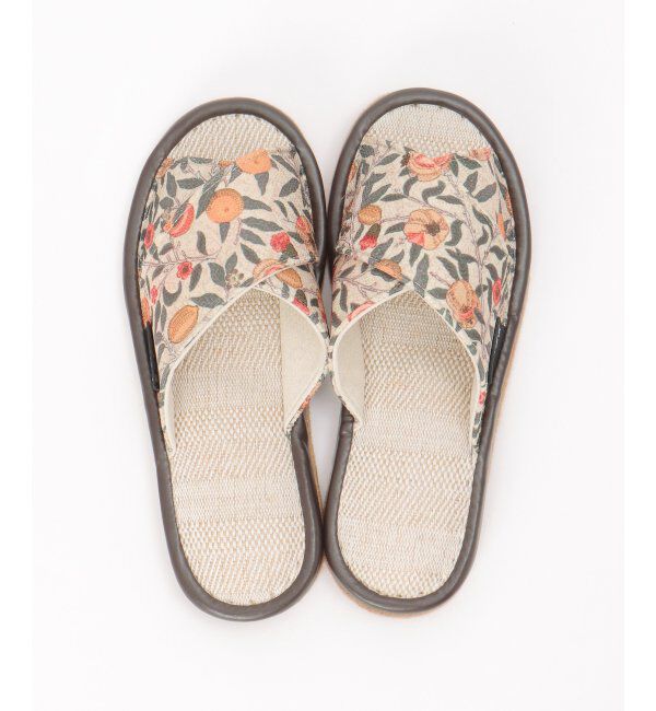 TOKYO DESIGN CHANNEL「絵画プリントモリスフルーツクロススリッパ」|ルームシューズ|ベージュ