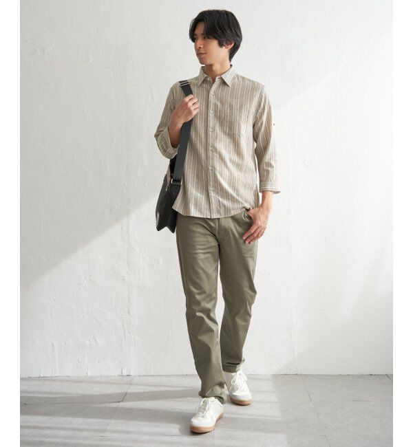 ikka「フレンチリネンMIX袖2WAYストライプシャツ」|シャツ・ブラウス|