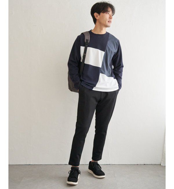 ikka「ブロックスポンチ切り替えロンT」|Tシャツ・カットソー|