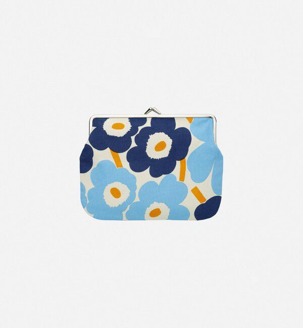 Marimekko「【アジア限定】Mini Unikko Puolikas Kukkaro がま口ポーチ」|ポーチ|ﾗｲﾄﾌﾞﾙｰ&times;ﾀﾞｰｸﾌﾞﾙｰ