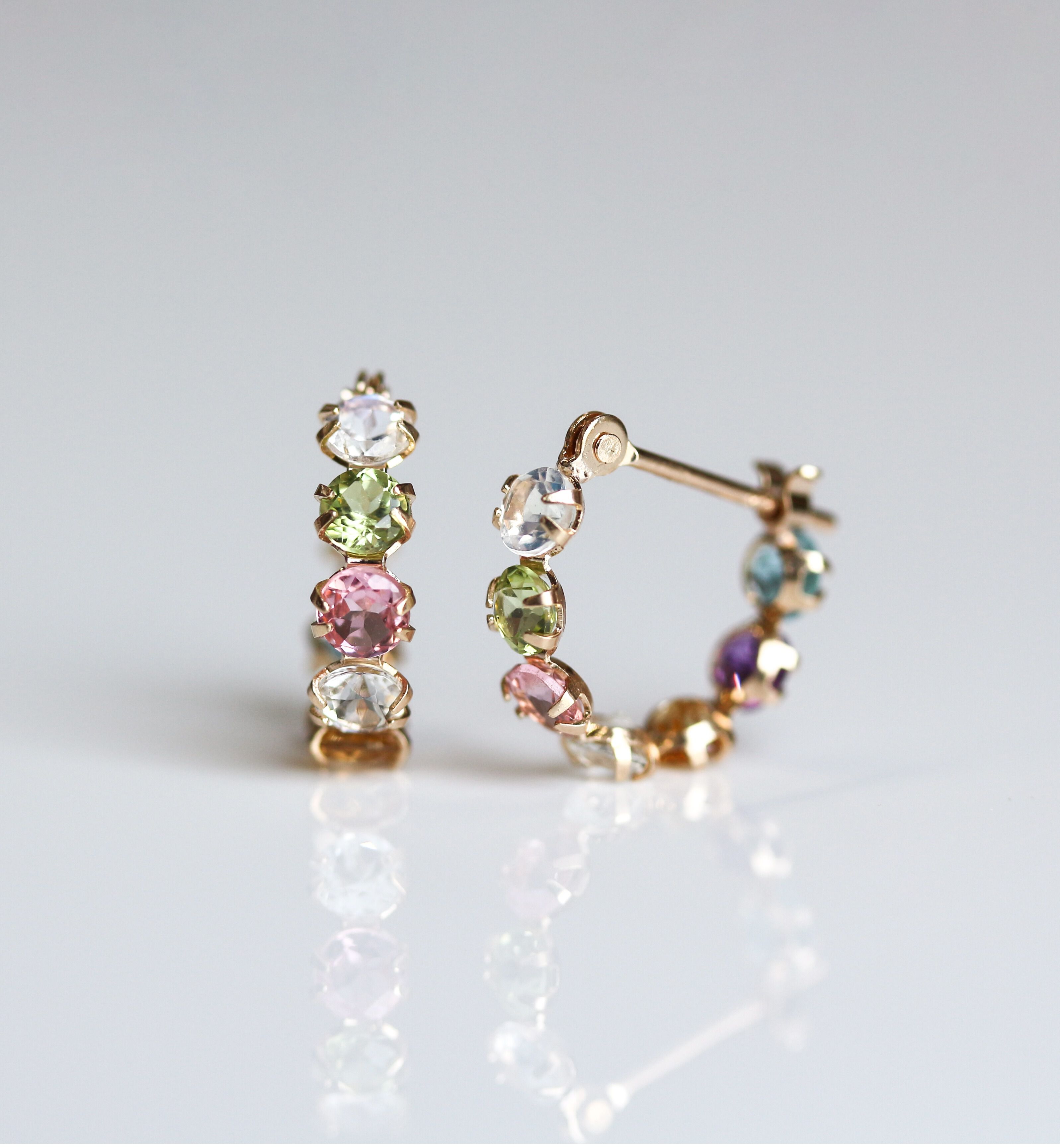  「マルチカラー スナップ フープ ピアス | K10YG」|ピアス|K10 イエローゴールド