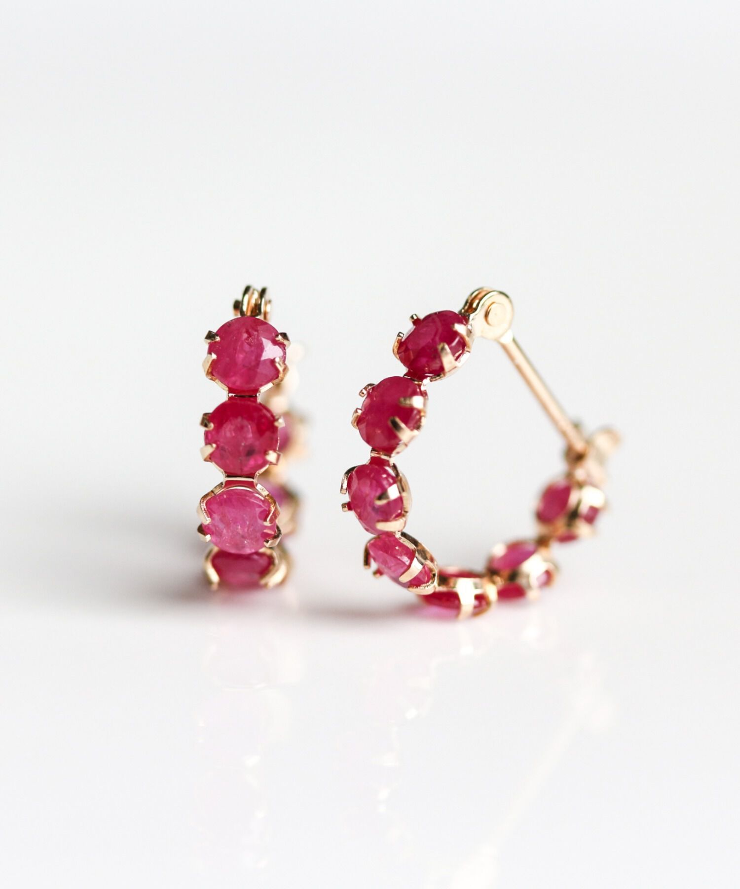  「ルビー  スナップ フープ ピアス | K10YG」|ピアス|K10 イエローゴールド