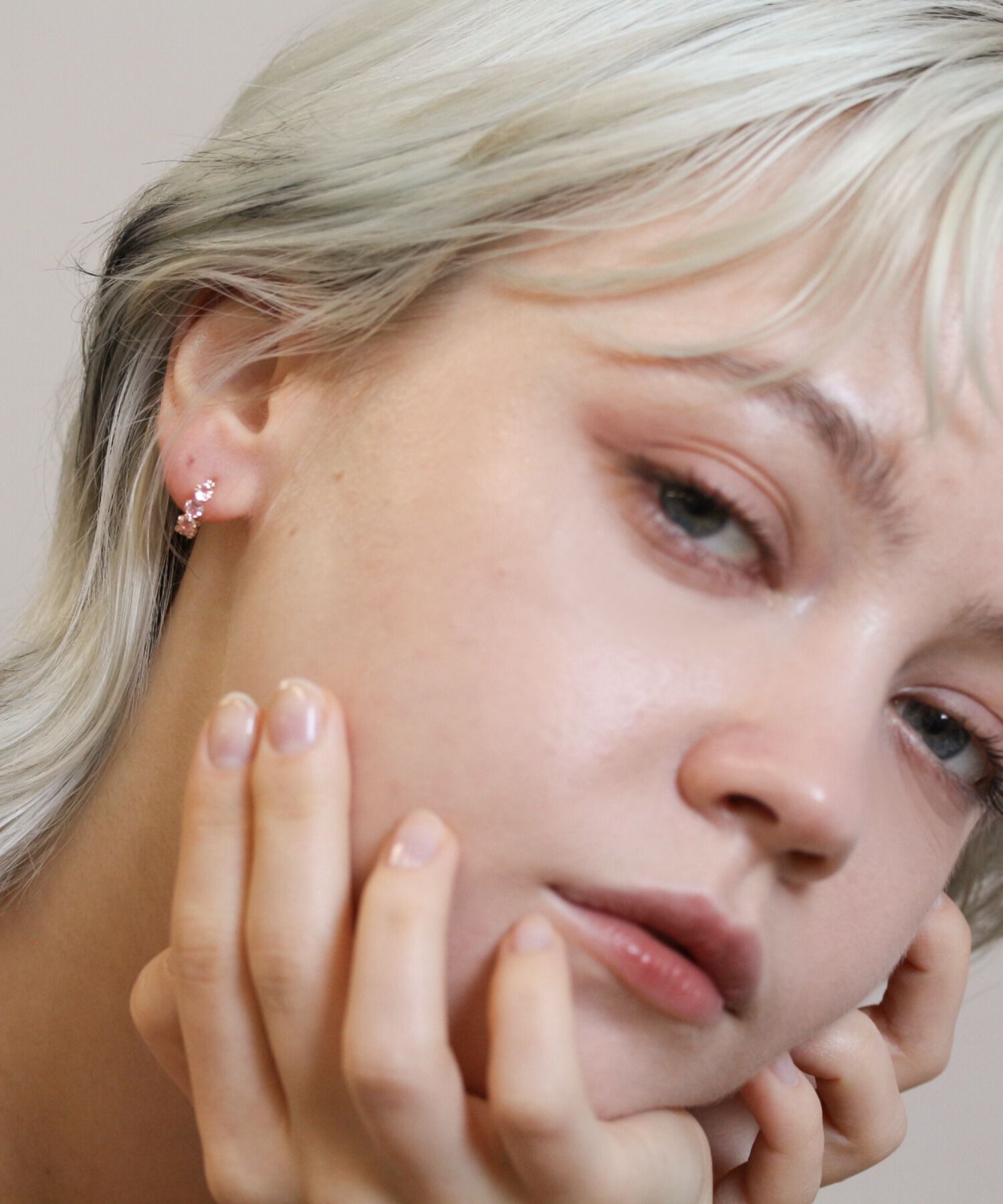  「ピンクトルマリン スナップ フープ ピアス | K10YG」|ピアス|